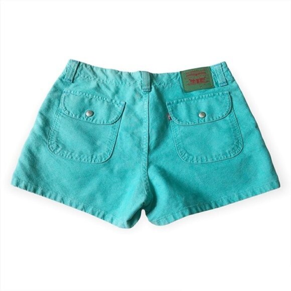 Levi’s Y2K Teal Shorts Colored Denim Jorts Short Shorts 3” Inseam Mid Rise M/8 - Picture 11 of 13